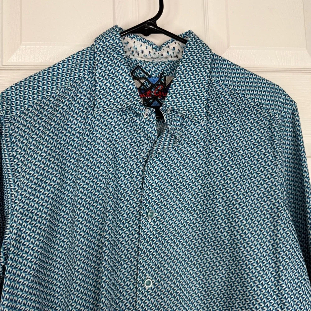 Sz M Robert Graham Classic Fit Blue Button Up Dress Shirt NWOT $498 MSRP